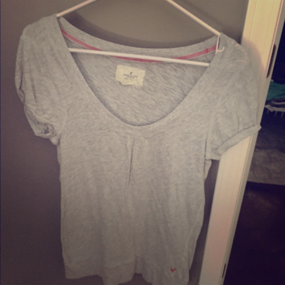 American Eagle Ruffle Shoulder Tee